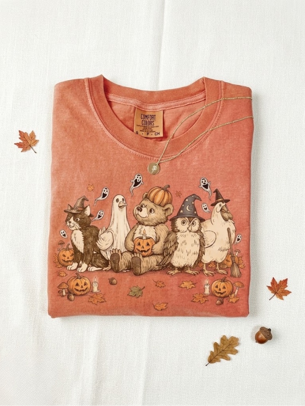 Comfort Colors Pumpkin Friends Halloween T-Shirt - Yam color